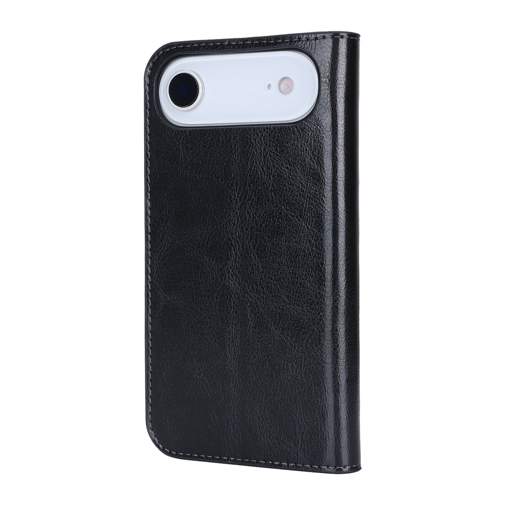 iPhone 17 Air Mobielhoesje Echt Leer Zwart