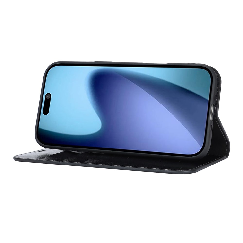 iPhone 17 Air Mobielhoesje Echt Leer Zwart