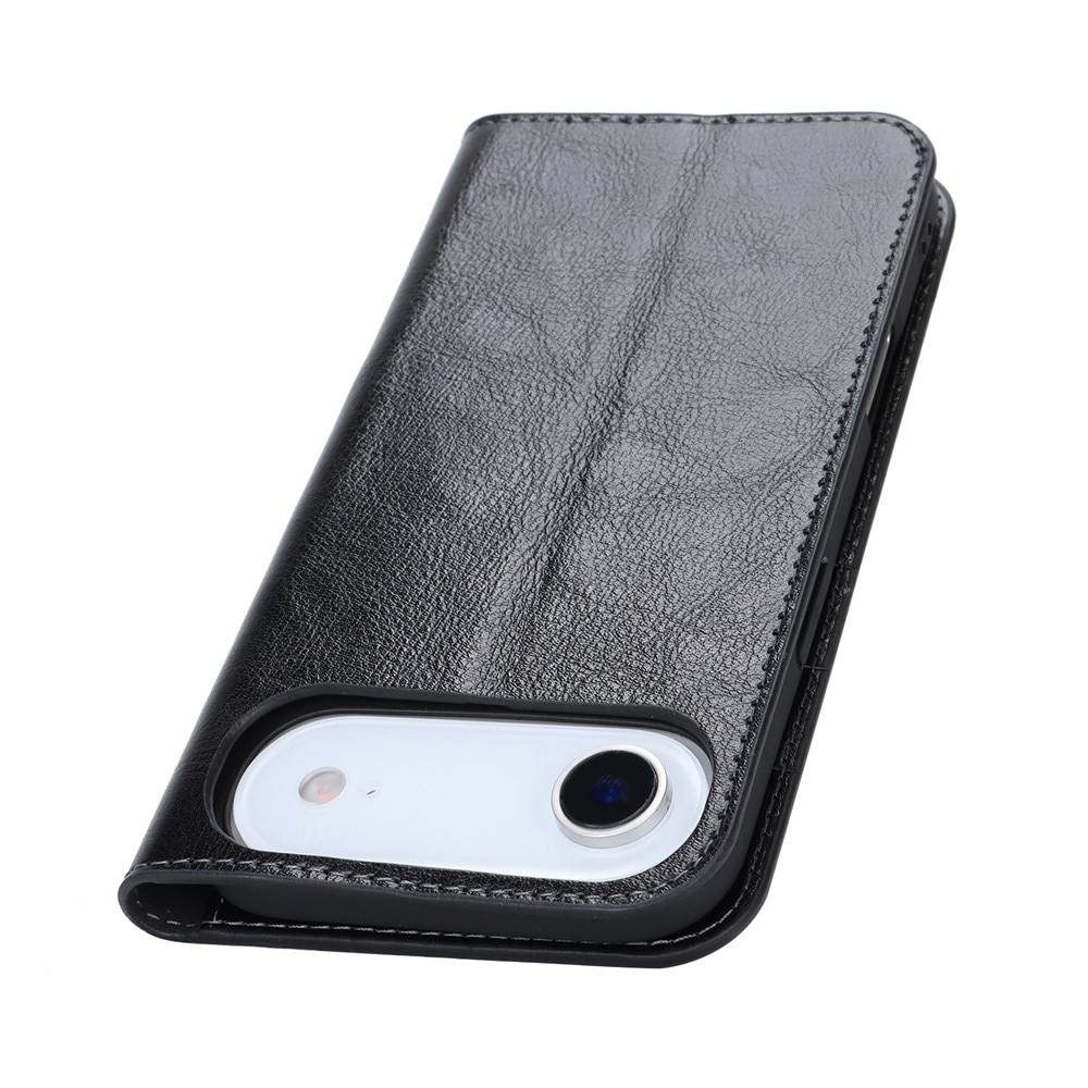 iPhone 17 Air Mobielhoesje Echt Leer Zwart