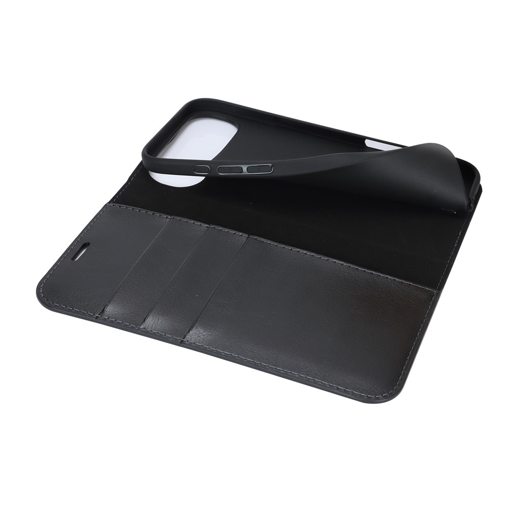 iPhone 17 Air Mobielhoesje Echt Leer Zwart
