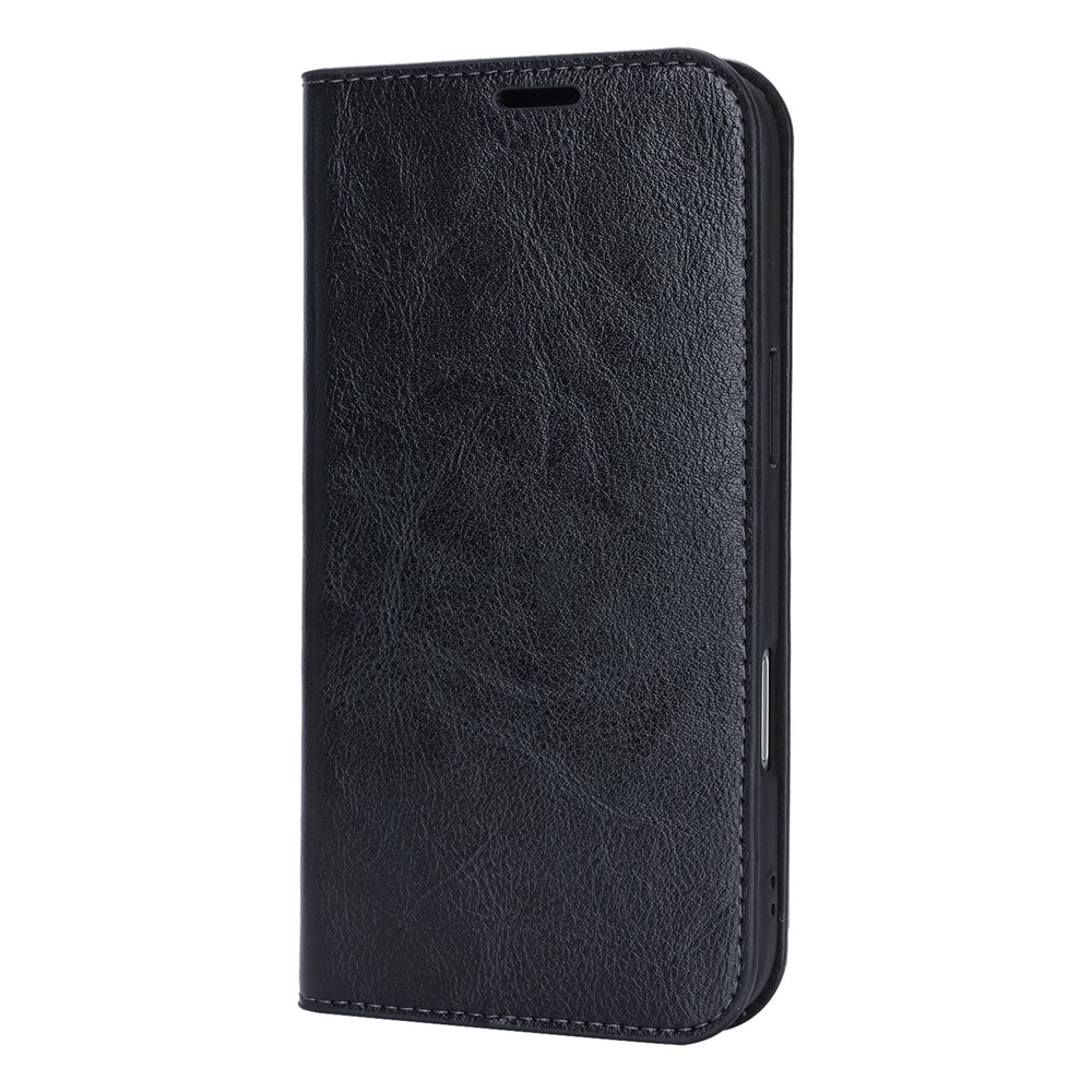 iPhone 17 Air Mobielhoesje Echt Leer Zwart