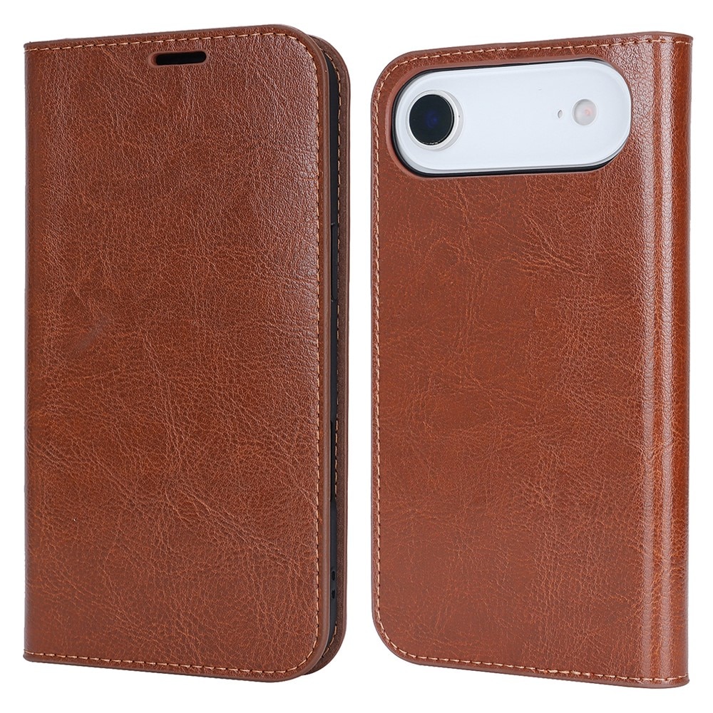 iPhone 17 Air Mobielhoesje Echt Leer Zwart