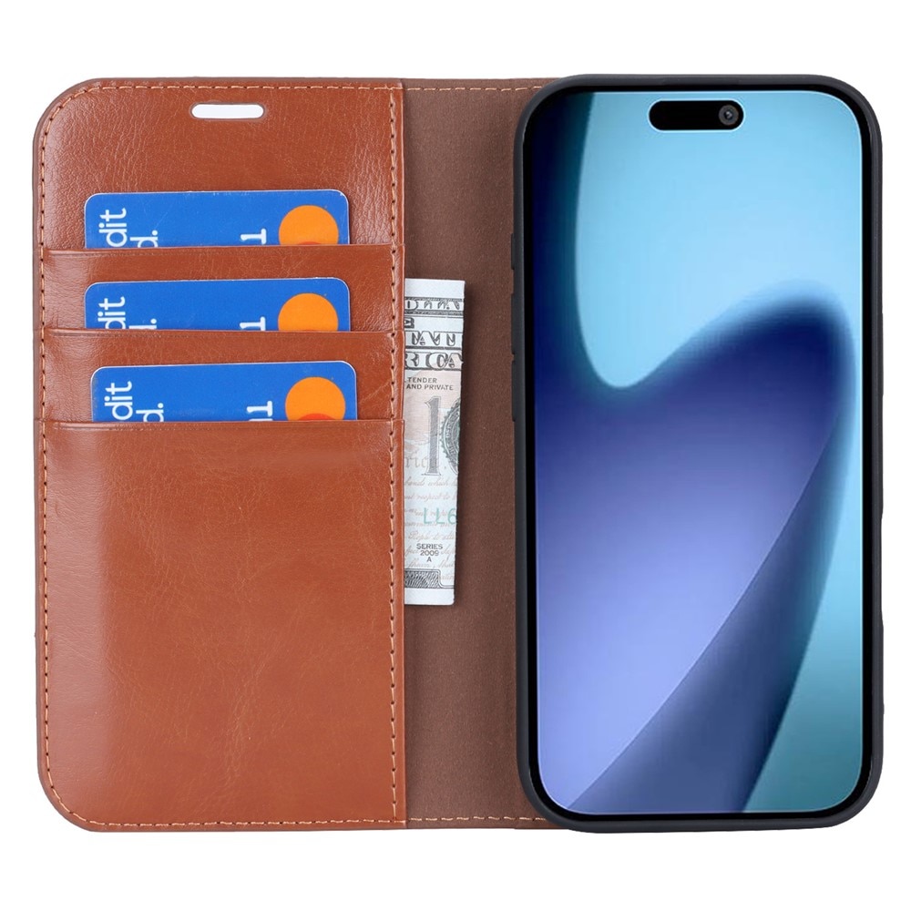 iPhone 17 Air Mobielhoesje Echt Leer Zwart
