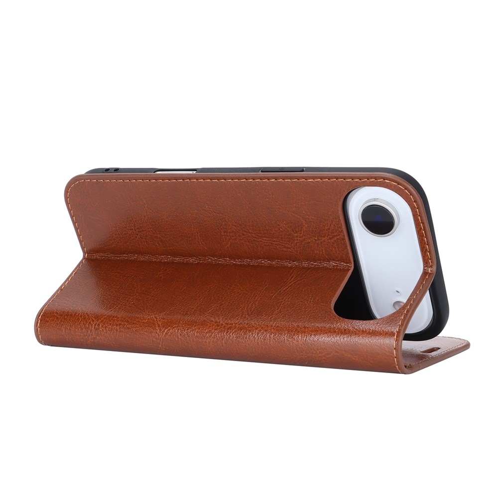 iPhone 17 Air Mobielhoesje Echt Leer Zwart
