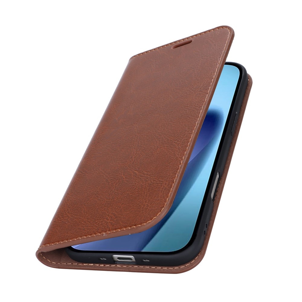 iPhone 17 Air Mobielhoesje Echt Leer Zwart