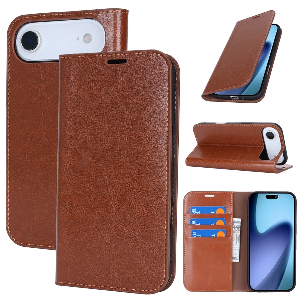 iPhone 17 Air Mobielhoesje Echt Leer Zwart