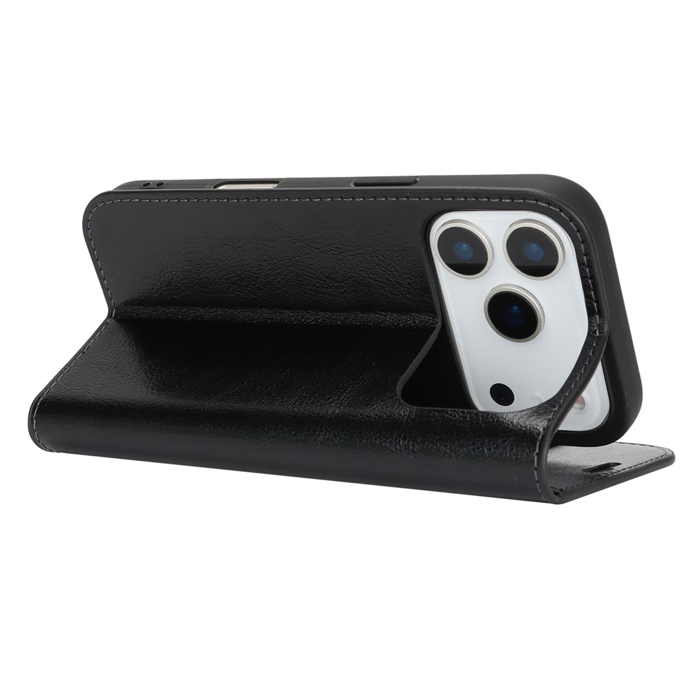 iPhone 17 Pro Mobielhoesje Echt Leer Zwart
