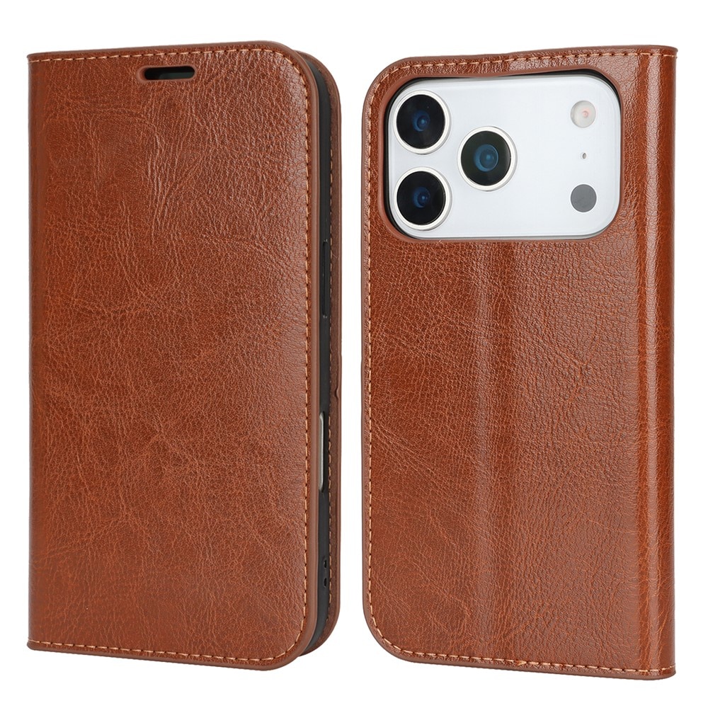 iPhone 17 Pro Mobielhoesje Echt Leer Bruin