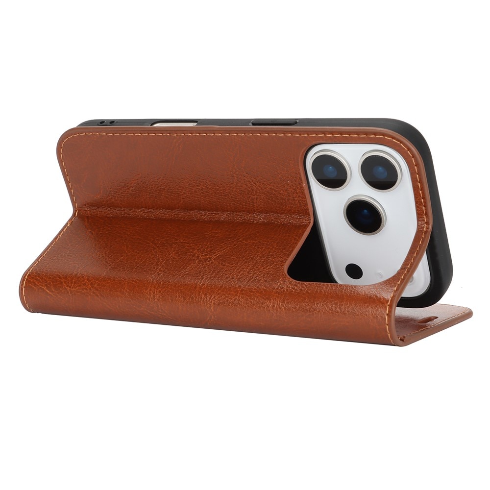 iPhone 17 Pro Mobielhoesje Echt Leer Bruin