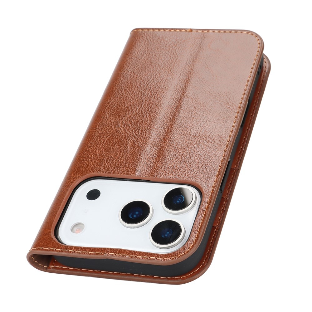 iPhone 17 Pro Mobielhoesje Echt Leer Bruin
