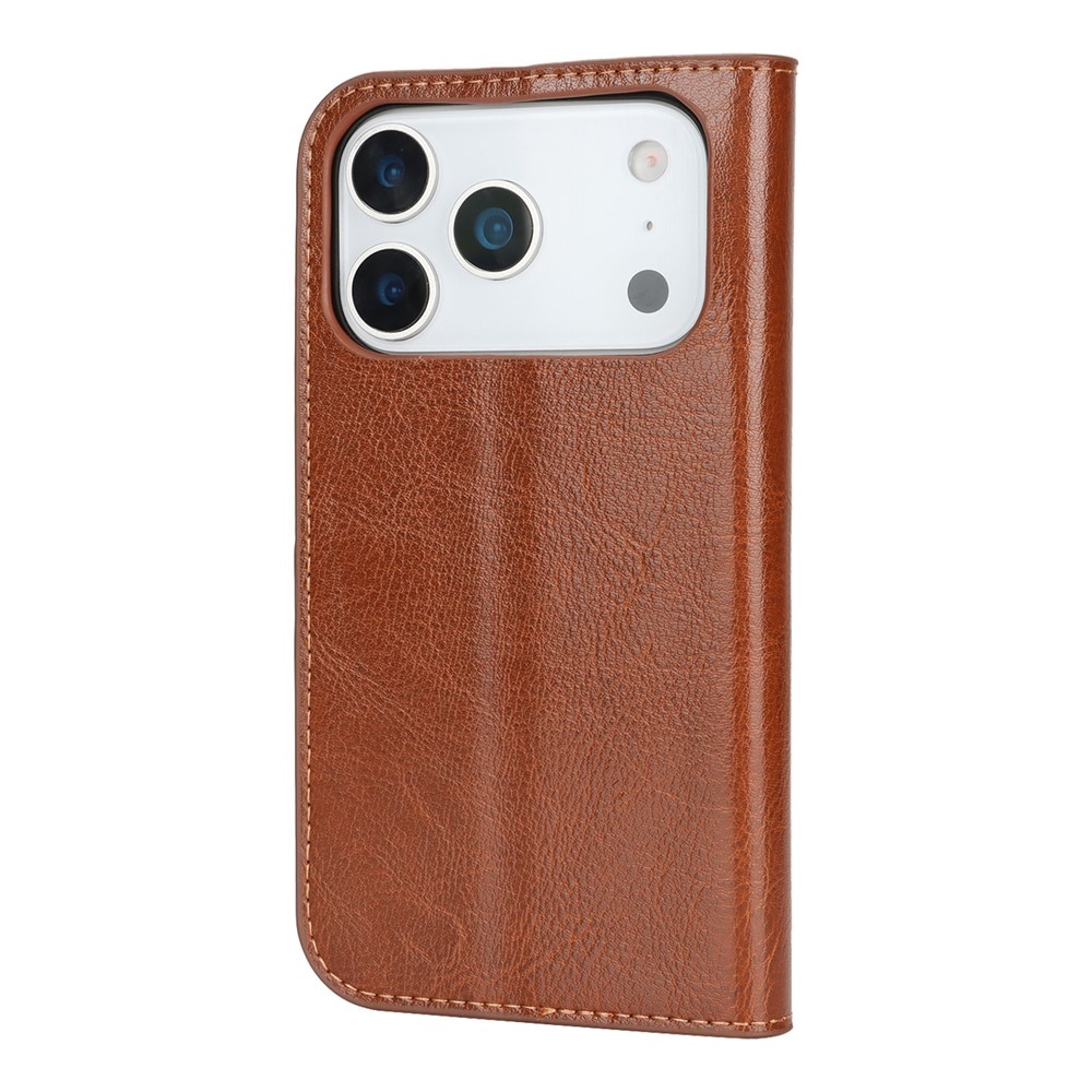 iPhone 17 Pro Mobielhoesje Echt Leer Bruin