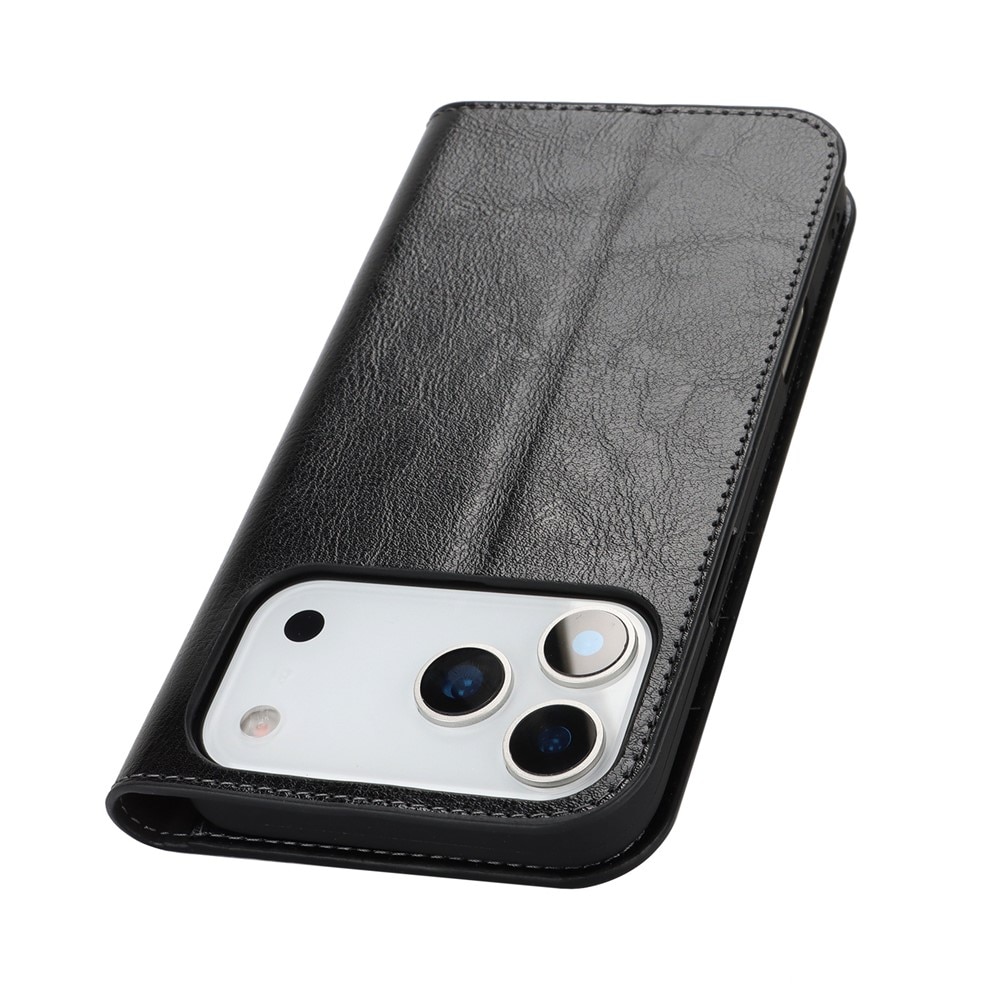 iPhone 17 Pro Max Mobielhoesje Echt Leer Zwart