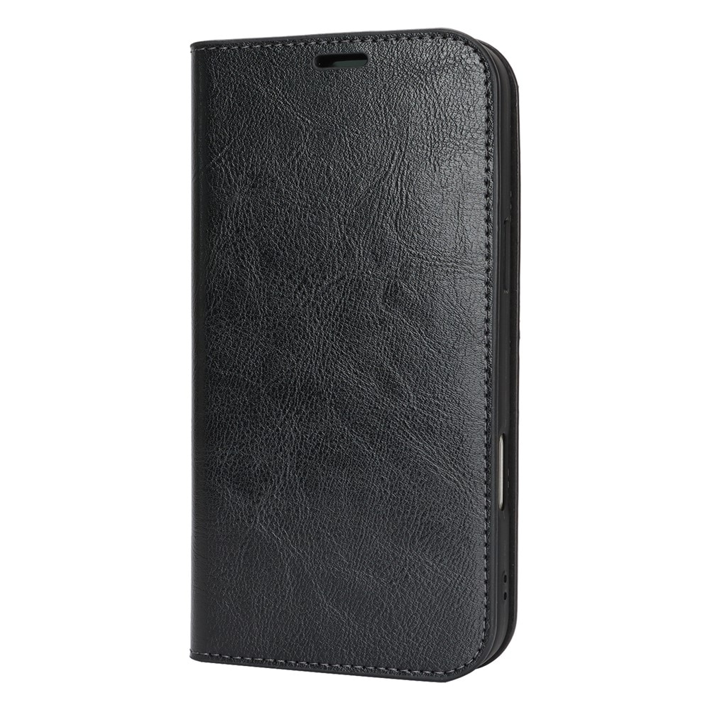 iPhone 17 Pro Max Mobielhoesje Echt Leer Zwart