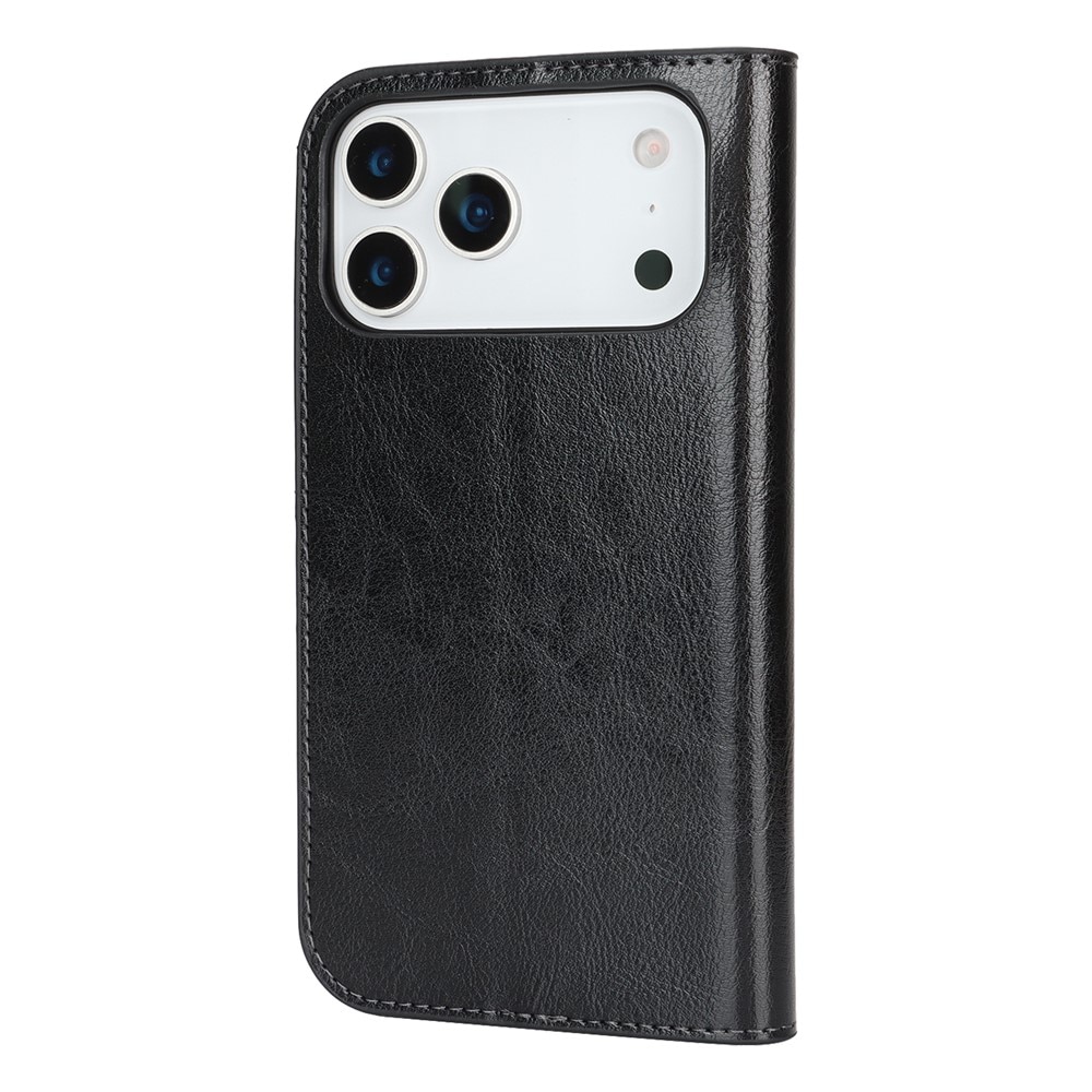 iPhone 17 Pro Max Mobielhoesje Echt Leer Zwart