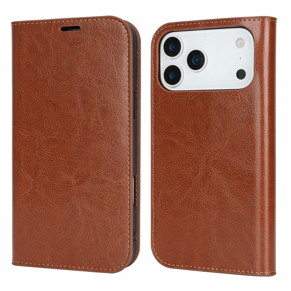 iPhone 17 Pro Max Mobielhoesje Echt Leer Bruin