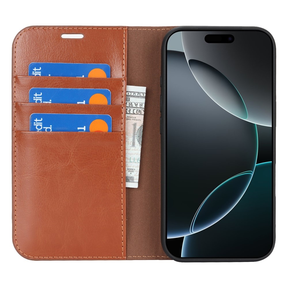 iPhone 17 Pro Max Mobielhoesje Echt Leer Bruin