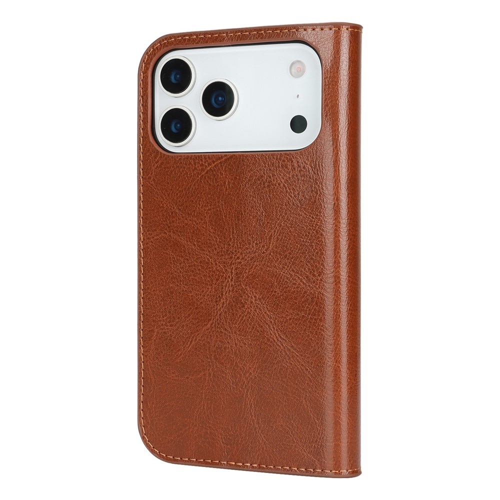 iPhone 17 Pro Max Mobielhoesje Echt Leer Bruin