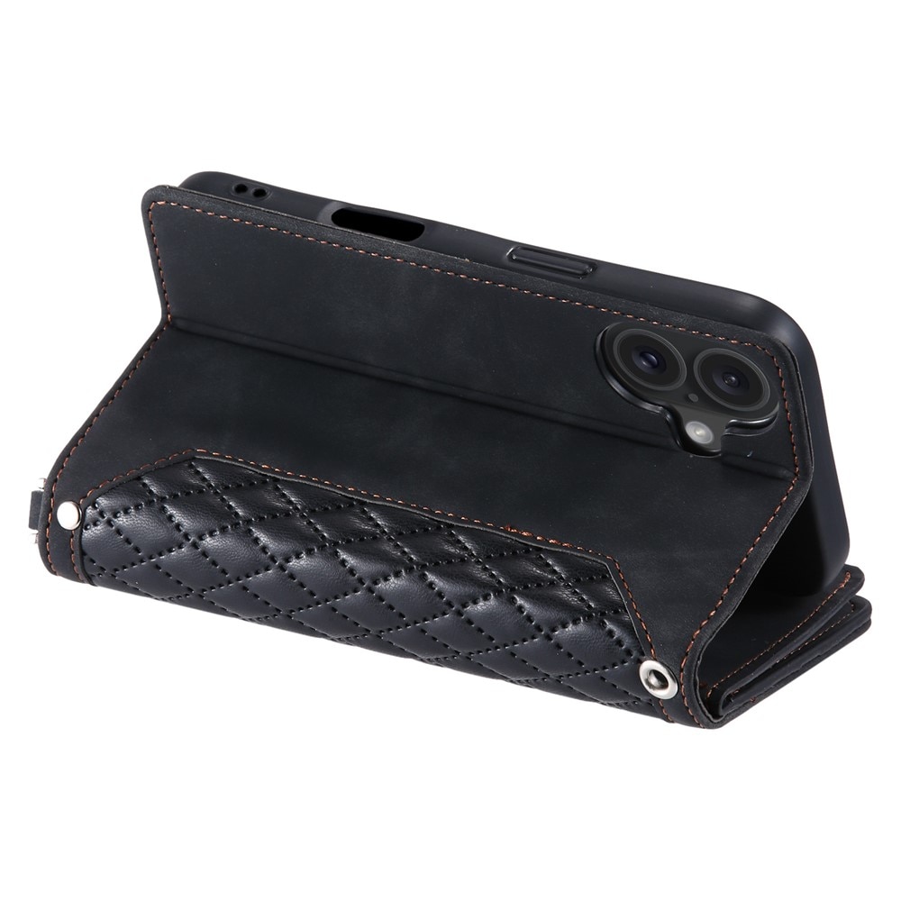 iPhone 17 Portemonnee tas Quilted Zwart
