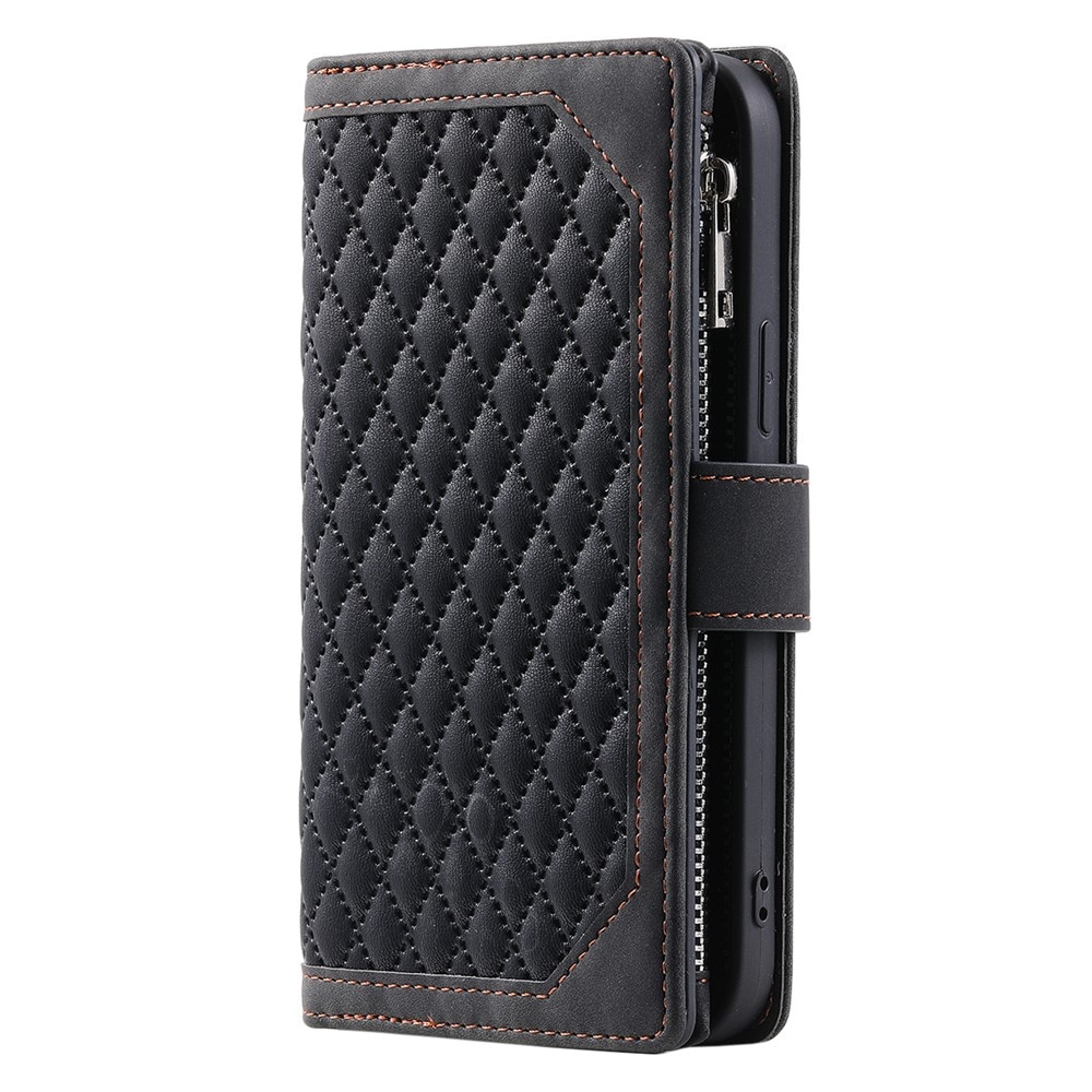iPhone 17 Portemonnee tas Quilted Zwart