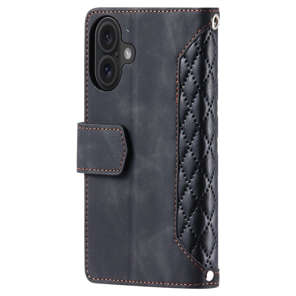 iPhone 17 Portemonnee tas Quilted Zwart