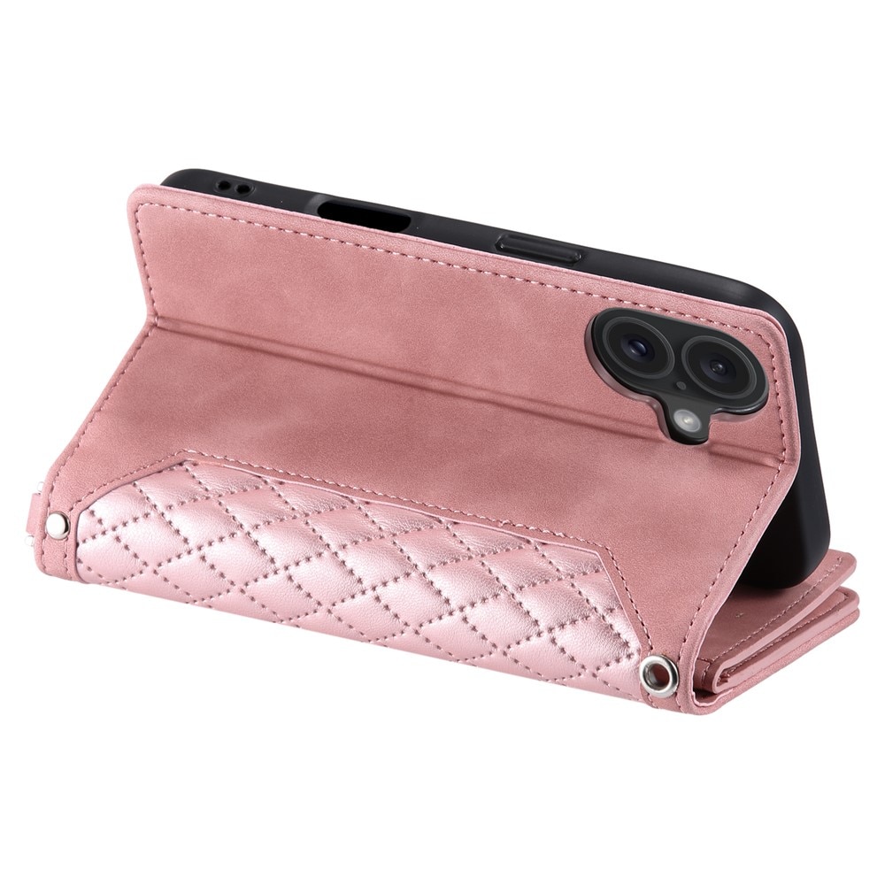 iPhone 17 Portemonnee tas Quilted Roze