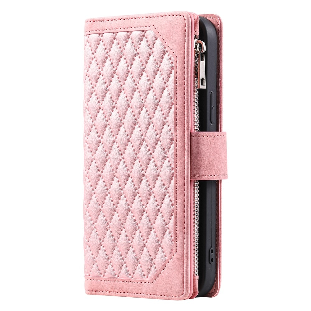 iPhone 17 Portemonnee tas Quilted Roze