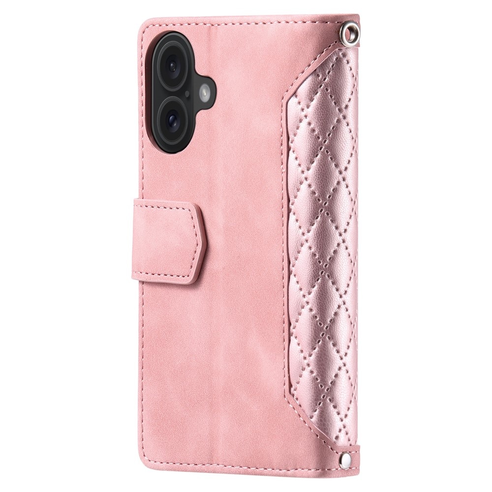 iPhone 17 Portemonnee tas Quilted Roze