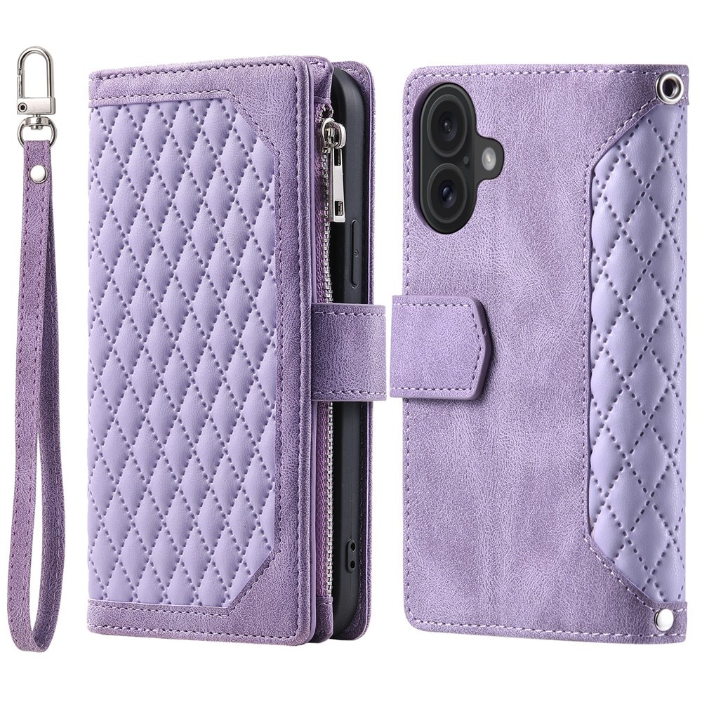 iPhone 17 Portemonnee tas Quilted Paars