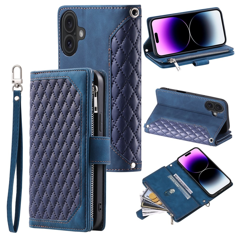 iPhone 17 Portemonnee tas Quilted Blauw
