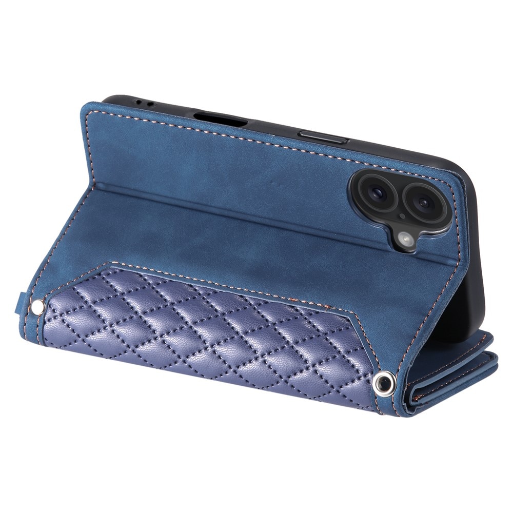 iPhone 17 Portemonnee tas Quilted Blauw