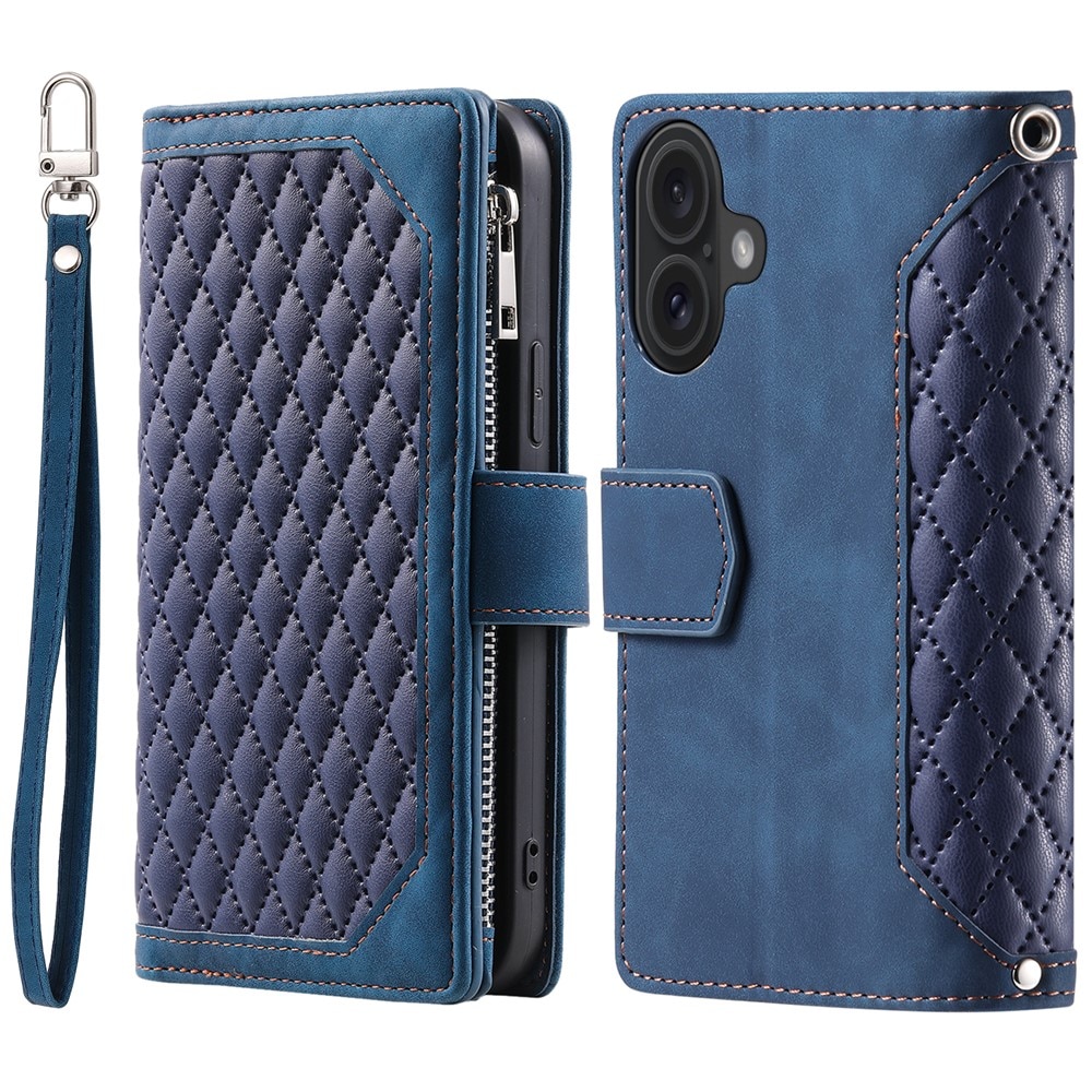 iPhone 17 Portemonnee tas Quilted Blauw