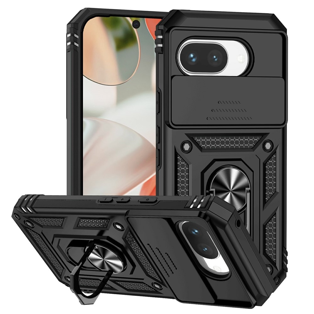 Google Pixel 9a Hybridcase Ring + Camera Protector Zwart