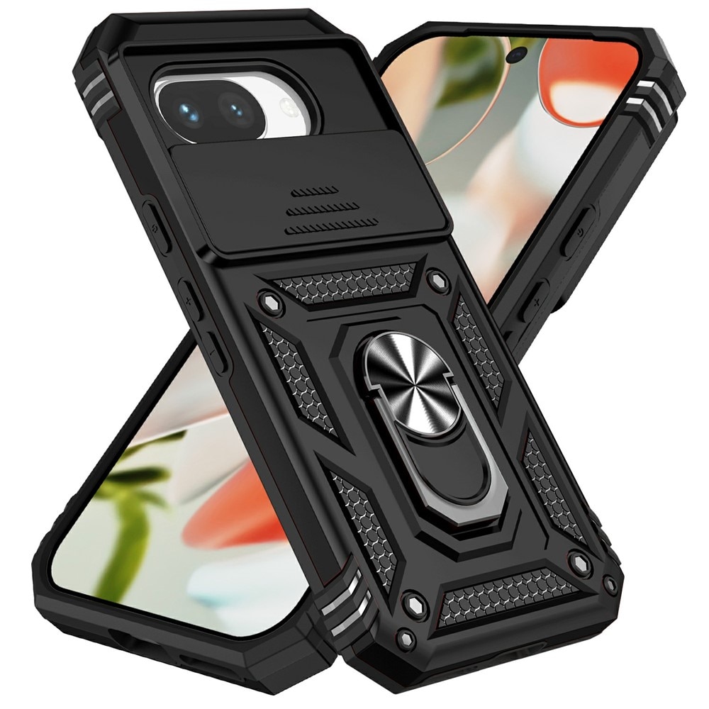 Google Pixel 9a Hybridcase Ring + Camera Protector Zwart