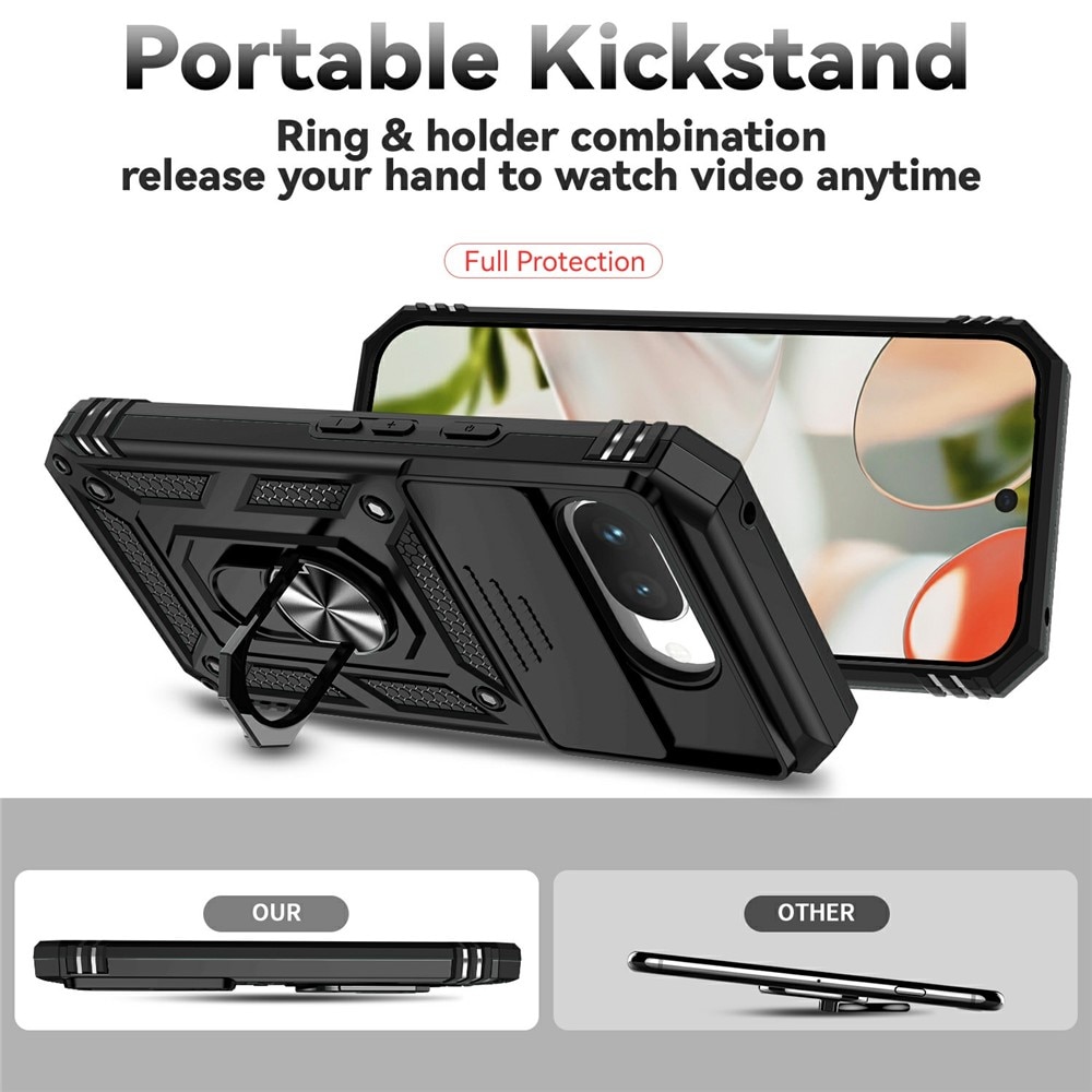 Google Pixel 9a Hybridcase Ring + Camera Protector Zwart