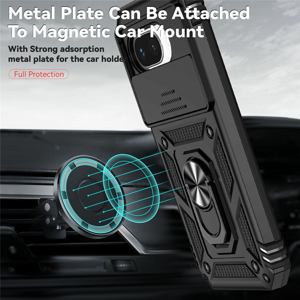 Google Pixel 9a Hybridcase Ring + Camera Protector Zwart
