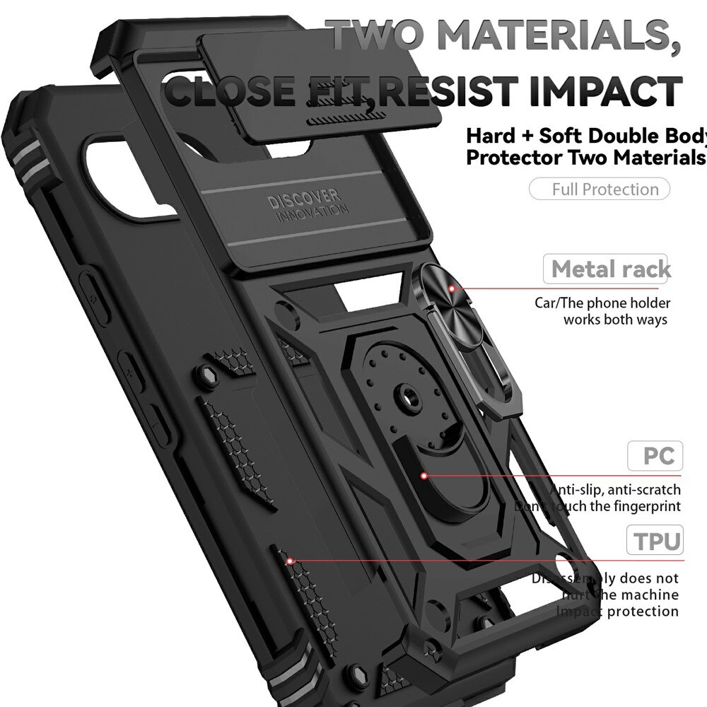 Google Pixel 9a Hybridcase Ring + Camera Protector Zwart