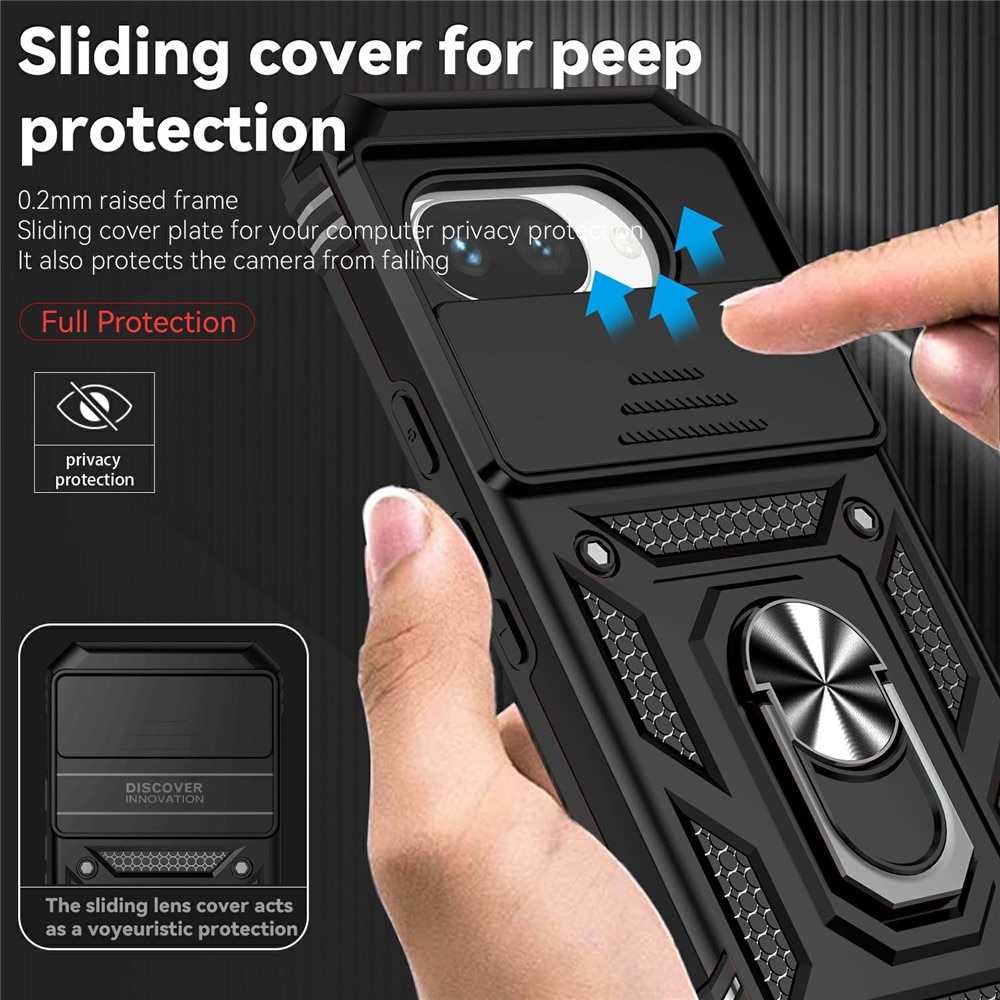 Google Pixel 9a Hybridcase Ring + Camera Protector Zwart