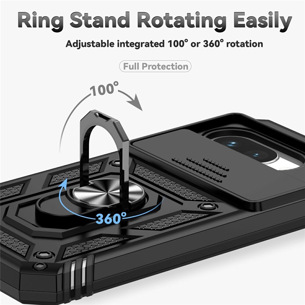 Google Pixel 9a Hybridcase Ring + Camera Protector Zwart