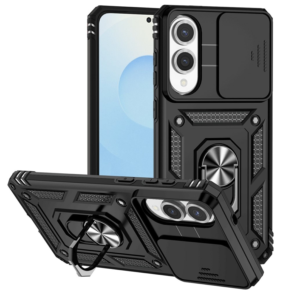 Samsung Galaxy S25 Edge Hybridcase Ring + Camera Protector Zwart