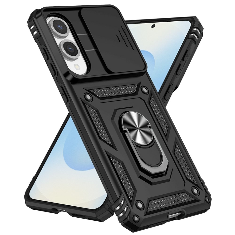 Samsung Galaxy S25 Edge Hybridcase Ring + Camera Protector Zwart