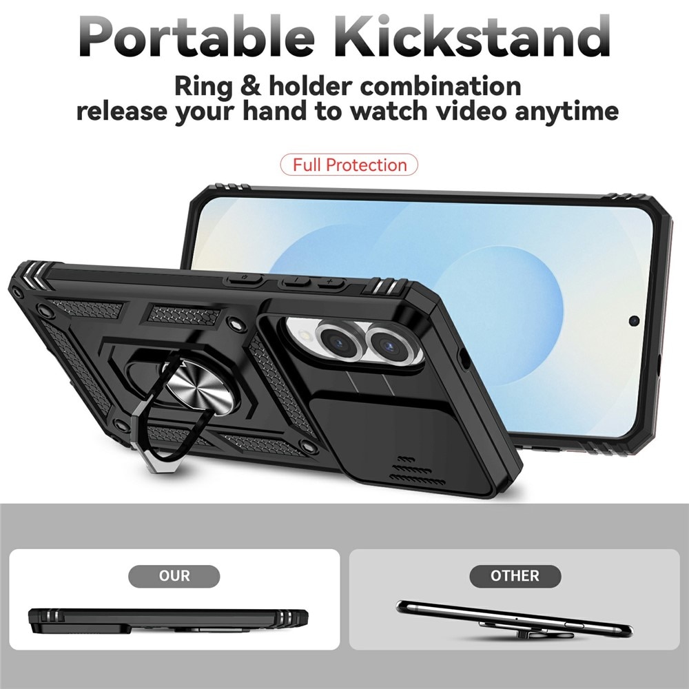 Samsung Galaxy S25 Edge Hybridcase Ring + Camera Protector Zwart