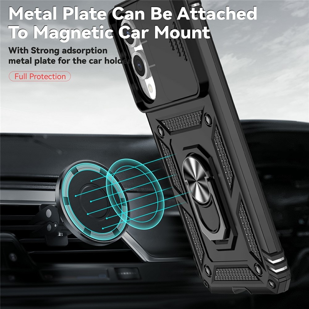 Samsung Galaxy S25 Edge Hybridcase Ring + Camera Protector Zwart