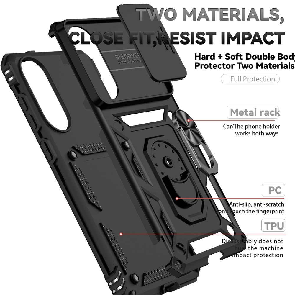 Samsung Galaxy S25 Edge Hybridcase Ring + Camera Protector Zwart