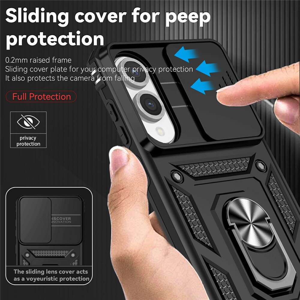 Samsung Galaxy S25 Edge Hybridcase Ring + Camera Protector Zwart