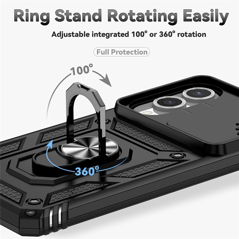 Samsung Galaxy S25 Edge Hybridcase Ring + Camera Protector Zwart