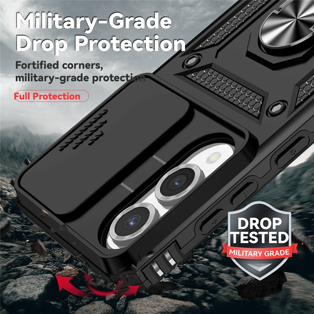 Samsung Galaxy S25 Edge Hybridcase Ring + Camera Protector Zwart