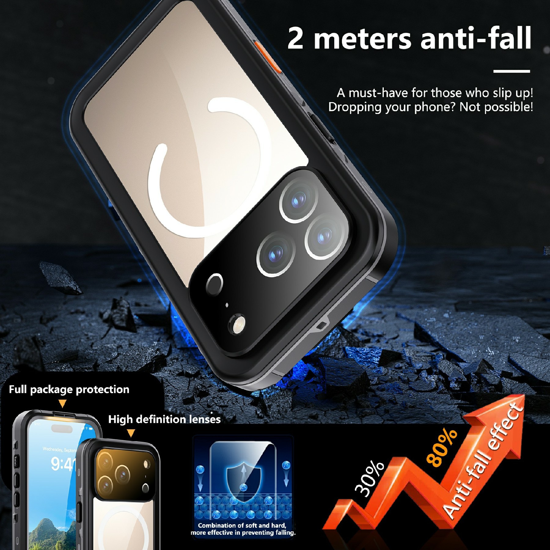 iPhone 17 Pro Waterdichte Case transparant