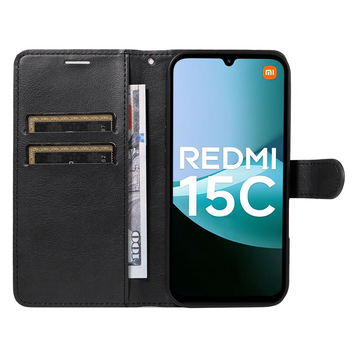 Xiaomi Redmi 15C Bookcover hoesje zwart