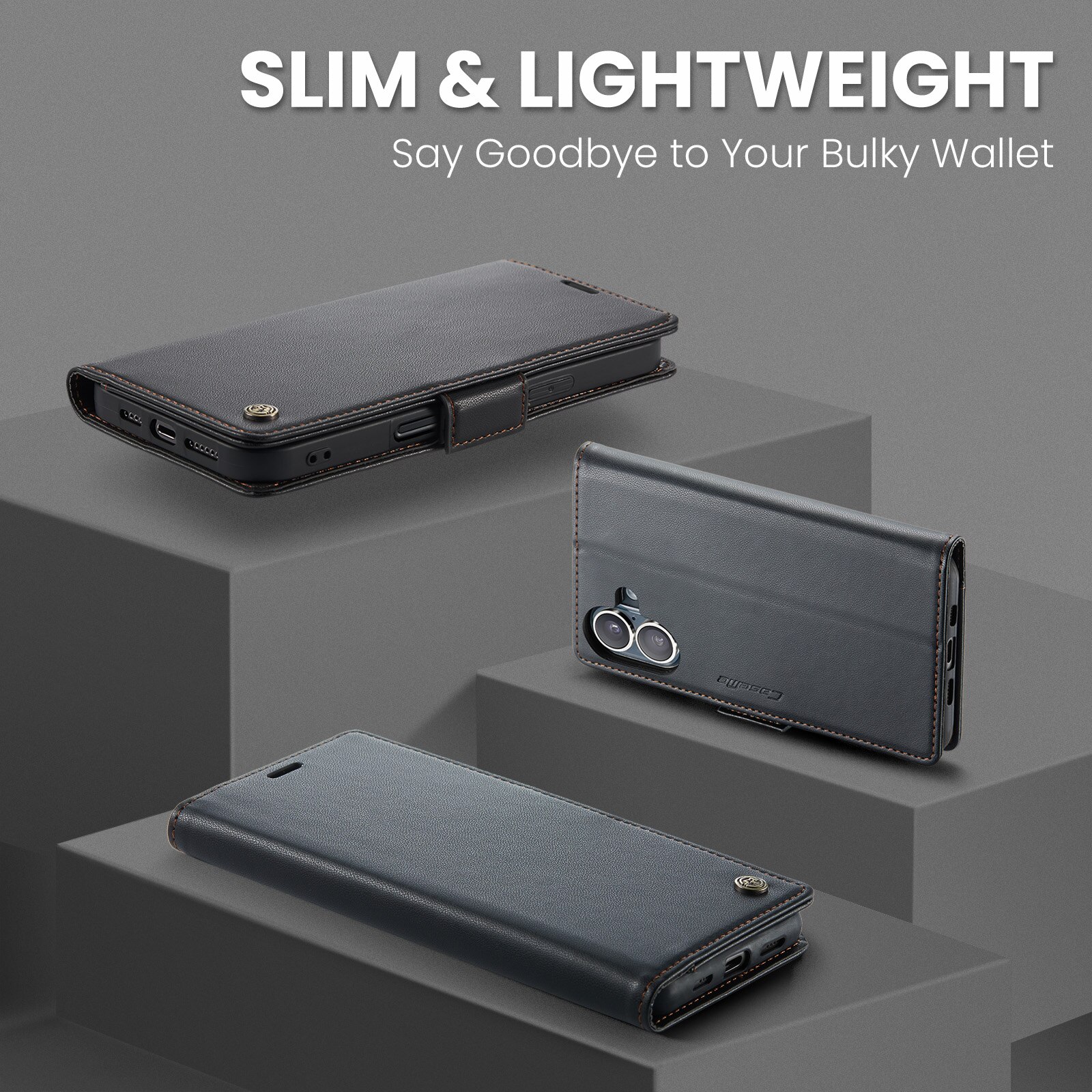 RFID blocking Slim Bookcover Hoesje iPhone 17 Zwart