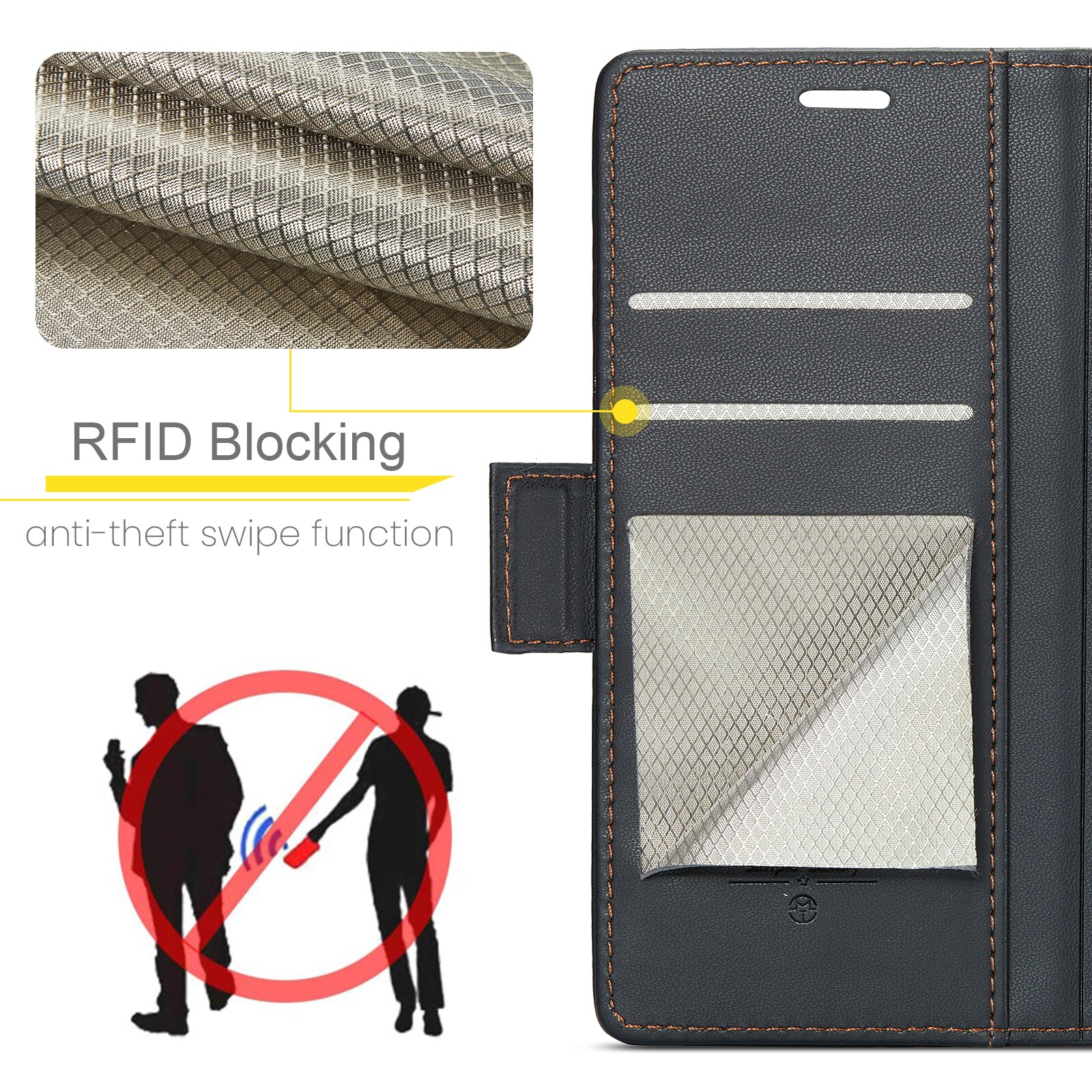 RFID blocking Slim Bookcover Hoesje iPhone 17 Zwart